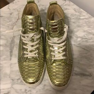 Men Christian louboutin Python gold snakeskin